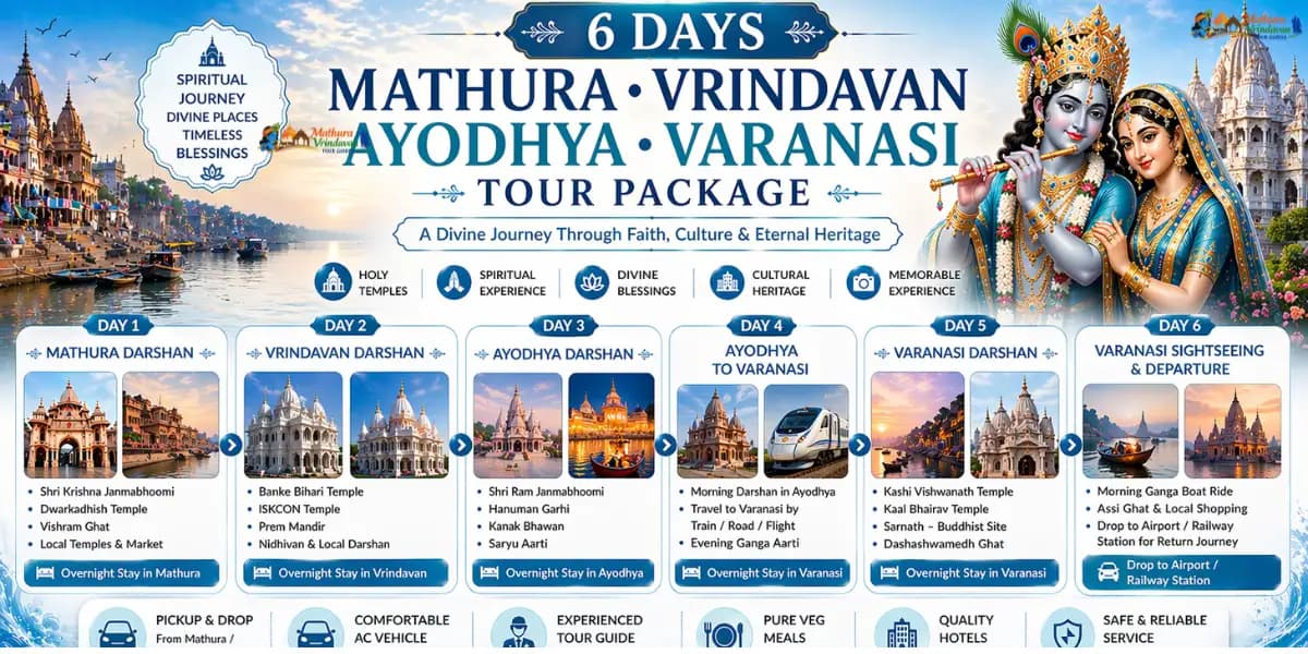 6 Days Mathura Vrindavan Ayodhya Varanasi Tour — Ayodhya Varanasi tour package